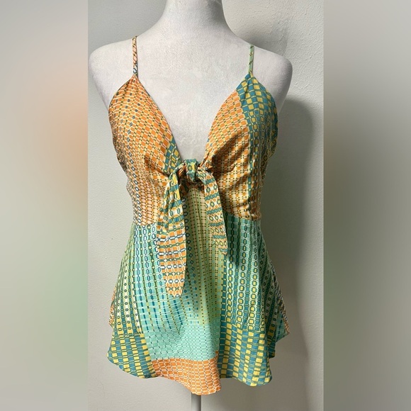 O'Neill Patchwork Print Flowy Top 
 Boho Minimalist Surfer Summer 
Size Medium - Picture 6 of 10